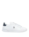 Polo Ralph Lauren Mens Heritage Court Ii Branded Leather Low-top Trainers White/bl In White