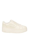 Diesel S-athene Bold X Woman Sneakers Ivory Size 8.5 Bovine Leather In White