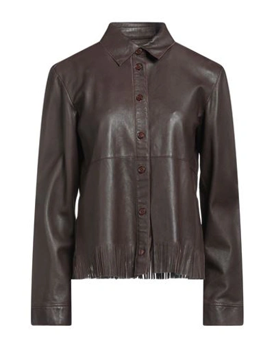 Bully Woman Shirt Dark Brown Size 6 Soft Leather