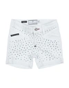 PHILIPP PLEIN PHILIPP PLEIN TODDLER GIRL DENIM SHORTS WHITE SIZE 6 COTTON, ELASTANE