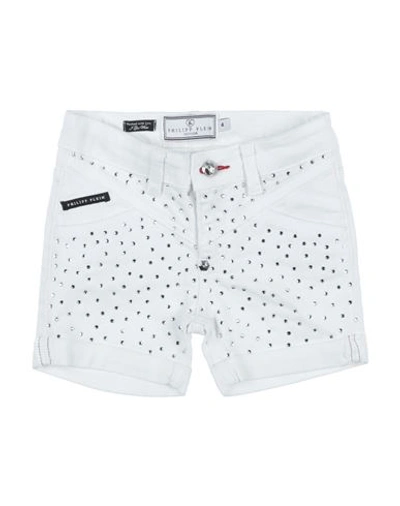 Philipp Plein Babies'  Toddler Girl Denim Shorts White Size 4 Cotton, Elastane