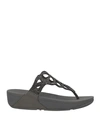 Fitflop Woman Toe Strap Sandals Steel Grey Size 9 Soft Leather