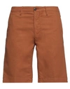 Incotex Man Shorts & Bermuda Shorts Brown Size 31 Cotton, Elastane