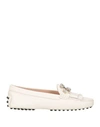 TOD'S TOD'S WOMAN LOAFERS IVORY SIZE 4.5 SOFT LEATHER