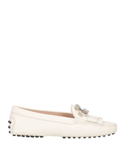 Tod's Woman Loafers Ivory Size 4.5 Soft Leather In White