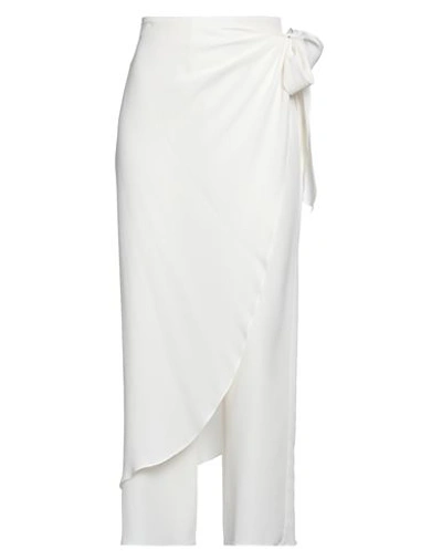 Jucca Woman Pants Cream Size 8 Acetate, Silk In White