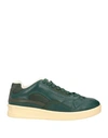 Jil Sander Man Sneakers Dark Green Size 12 Soft Leather, Textile Fibers