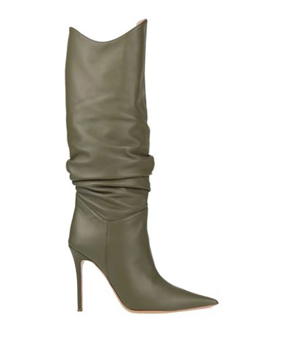 Ilio Smeraldo Woman Knee Boots Military Green Size 7 Soft Leather