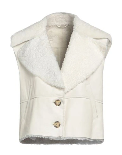 Vintage De Luxe Woman Jacket Ivory Size 8 Shearling In White