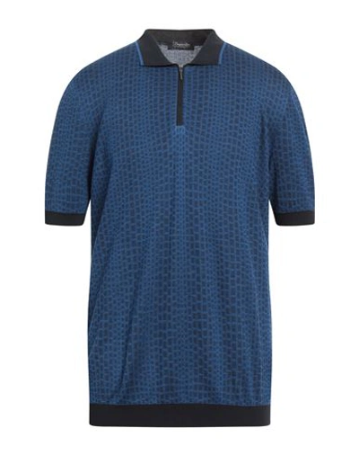 Drumohr Man Sweater Blue Size 46 Cotton, Silk
