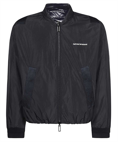 Emporio Armani Logo-print Padded Down Jacket In Blue
