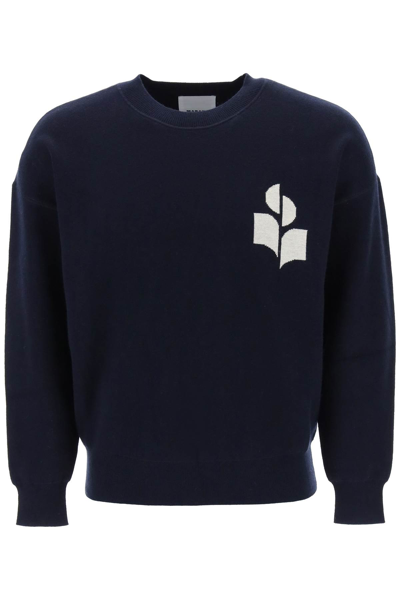 Marant Atley Logo Cotton-blend Sweater In Blue