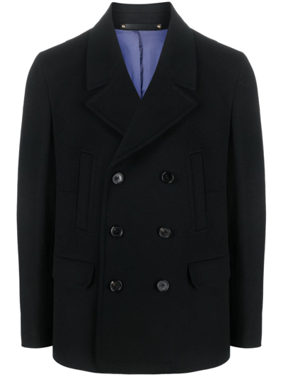 Paul Smith Wool And Cashmere Blend Double-breasted Blazer In Black