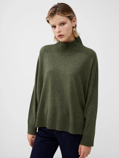 French Connection Vhari High Neck Sweater In Olive Night