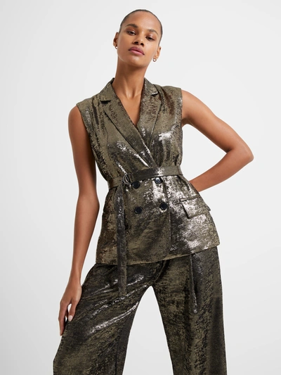 French Connection Alara Molten Sleeveless Gilet In Metallic