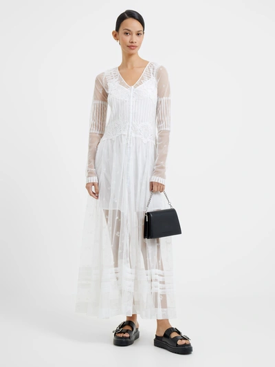French Connection Cherise Semi Sheer Lace Maxi Dress In White
