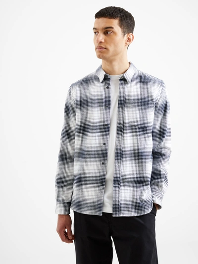 French Connection Long Sleeve Check Flannel Shirt In White And Black