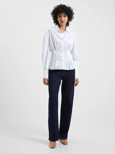 French Connection Conscious Rhodes Pleated Shirt In Linen White