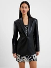French Connection Crolenda Pu Lace-up Blazer Blackout In Black