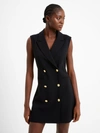French Connection Whisper Sleeveless Tux Mini Dress In Black