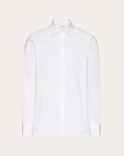 Valentino Heavy Cotton Poplin Long Sleeve Shirt In White