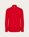 Valentino Heavy Cotton Poplin Long Sleeve Shirt In Red