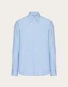 Valentino Heavy Cotton Poplin Long Sleeve Shirt In Iris Liliac