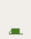 Valentino Garavani Rockstud Calfskin Neck Wallet In Green