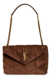 Saint Laurent Medium College Suede Shoulder Bag In Brown