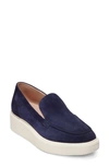 Cole Haan Originalgrand Platform Venetian Loafer In Evening Blue Suede-ivory