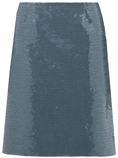 16arlington Wile Sequin Midi Skirt In Dolphin Blue