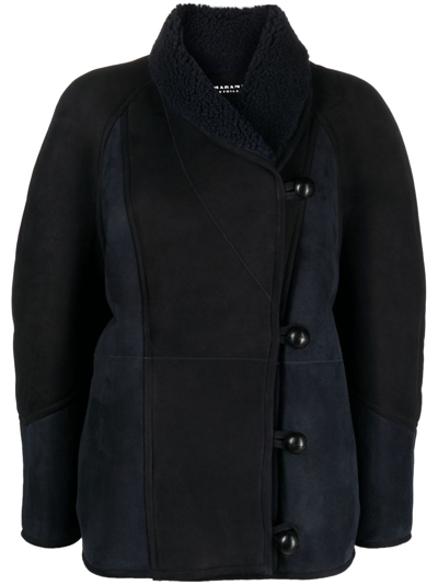 Isabel Marant Étoile Abeni Lambfur Leather Jacket In Blue