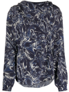 ISABEL MARANT BLUE TIPHAINE MARBLE-PRINT SILK BLOUSE