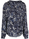 Isabel Marant Blue Tiphaine Marble-print Silk Blouse In Blue