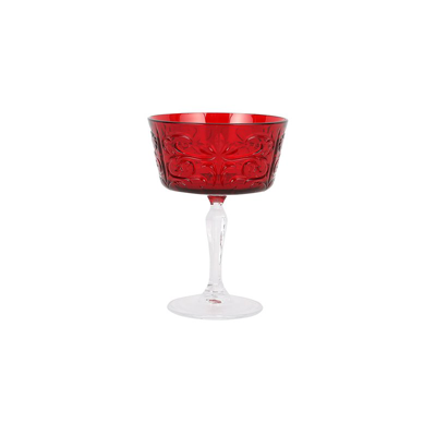 Vietri Barocco Ruby Coupe Champagne Glass In Red