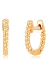 EF COLLECTION 14K GOLD TWIST HUGGIE HOOP EARRINGS