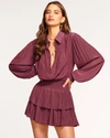 Ramy Brook Charlie Button Down Mini Dress In Cabernet