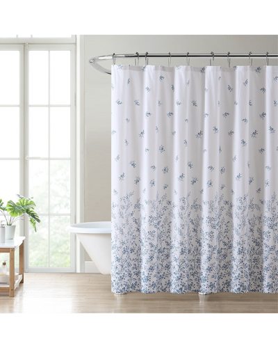 Laura Ashley Flora Cotton Twill Shower Curtain In Blue