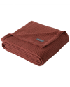 Eddie Bauer Solid Waffle Cotton Reversible Blanket, King In Orange