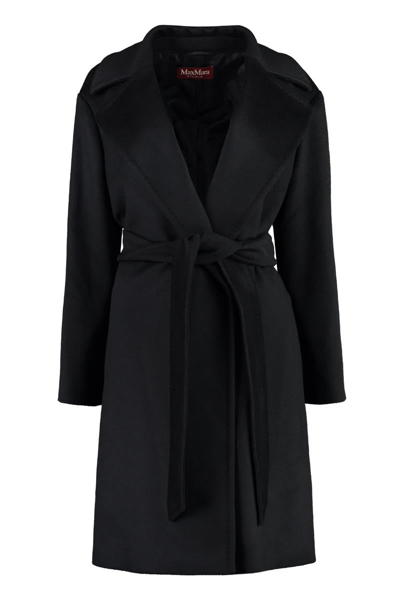 Max Mara Studio Tigre Virgin Wool Coat In Black