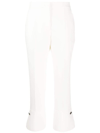 Msgm Button Detail Cropped-leg Flared Trousers In Off White