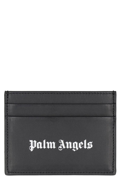 Palm Angels Leather Card Holder In Black