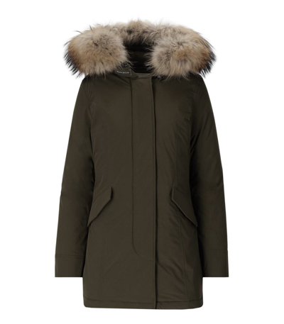 Woolrich Arctic Detachble Fur Parka In Green