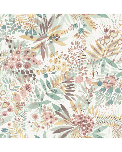 Nuwallpaper Teal Peach Naupaka Peel & Stick Wallpaper In Blue