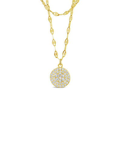 Sterling Forever 14k Plated Cz Eva Layered Necklace In Gold