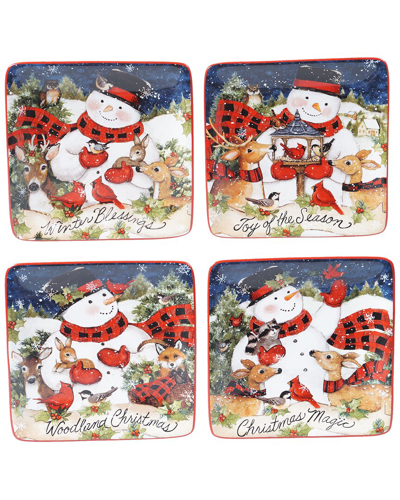 Certified International Magic Of Christmas Snowman Canape Plates (set Of 4)