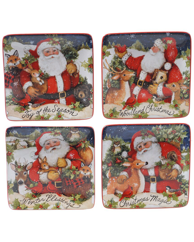 Certified International Magic Of Christmas Santa Canape Plates (set Of 4)