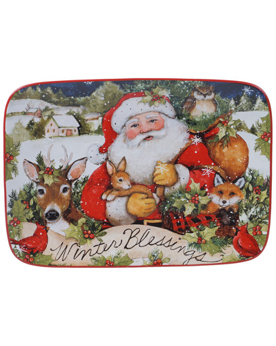 Certified International Magic Of Christmas Santa Rectangular Platter