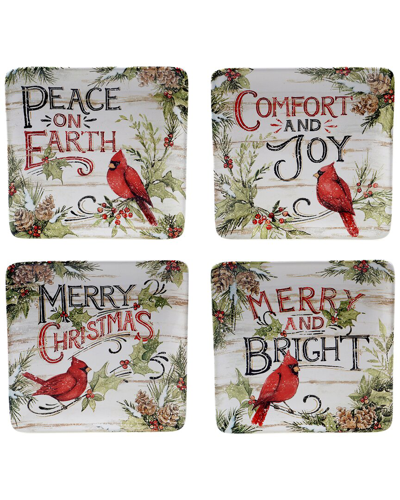 Certified International Evergreen Christmas Dessert Plates (set Of 4)