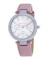 Michael Kors Parker Multifunction Blush Leather Ladies Watch In Pink